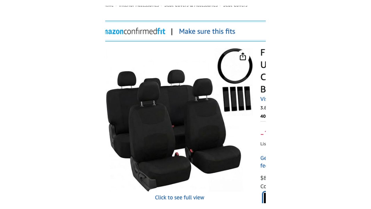 FH Group Full Set Cloth Car Seat Covers (Airbag Compatible, Split Bench)